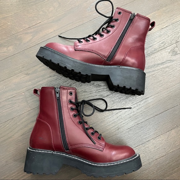 Madden girl Carra burdungy combat zip up boots size 6.5 - Picture 2 of 6